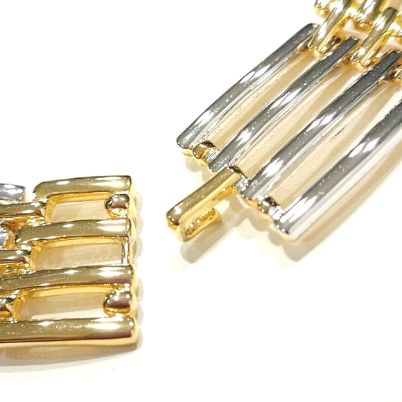 Vintage Givenchy Gold & Silver Two Tone Collar Necklace 14-inch - Picture 13 of 16